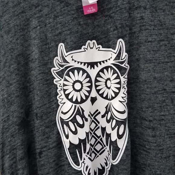 Tank Top Distressed Gray Owl Juniors Slit Open Back Large 11/13 - Picture 2 of 12